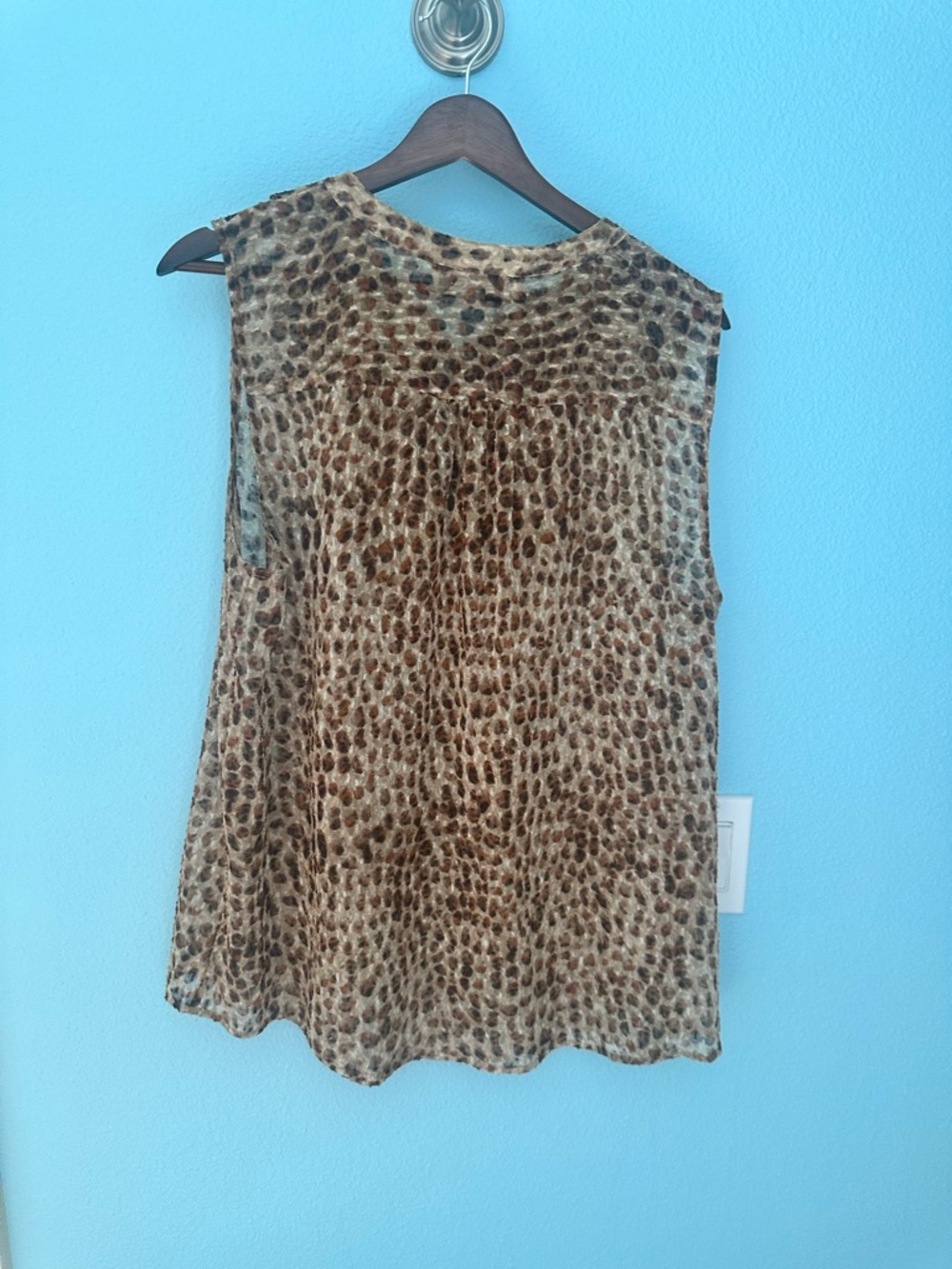 LOFT Leopard Print Tie-Neck Blouse in Brown and Tan - Picture 3 of 3